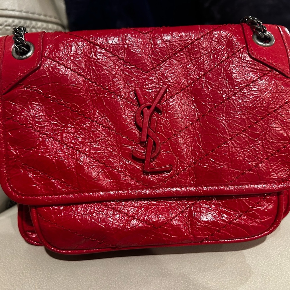 Yves Saint Laurent Red Quilted Leather Shoulder Bag